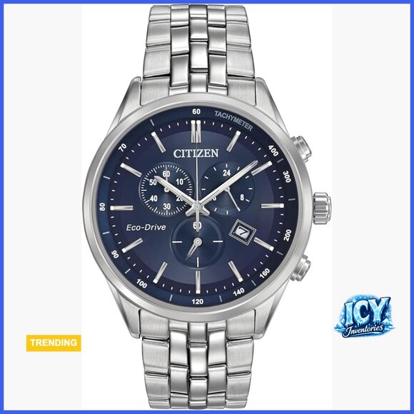Stainless Steel Chronograph Watch with Sapphire Crystal Solar Powered